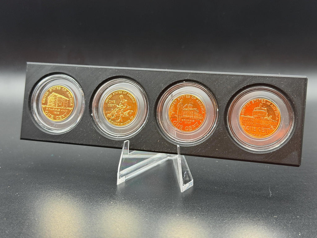 2009 Gold Plated Lincoln Cent Set – 4 Coin Bicentennial Penny Display with Holder