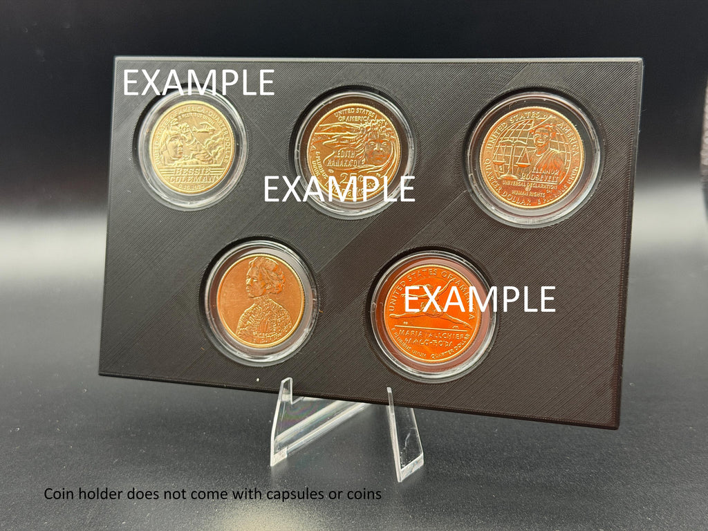 3D Printed 5-Spot Coin Capsule Display Holder – U.S. Mint Set Size