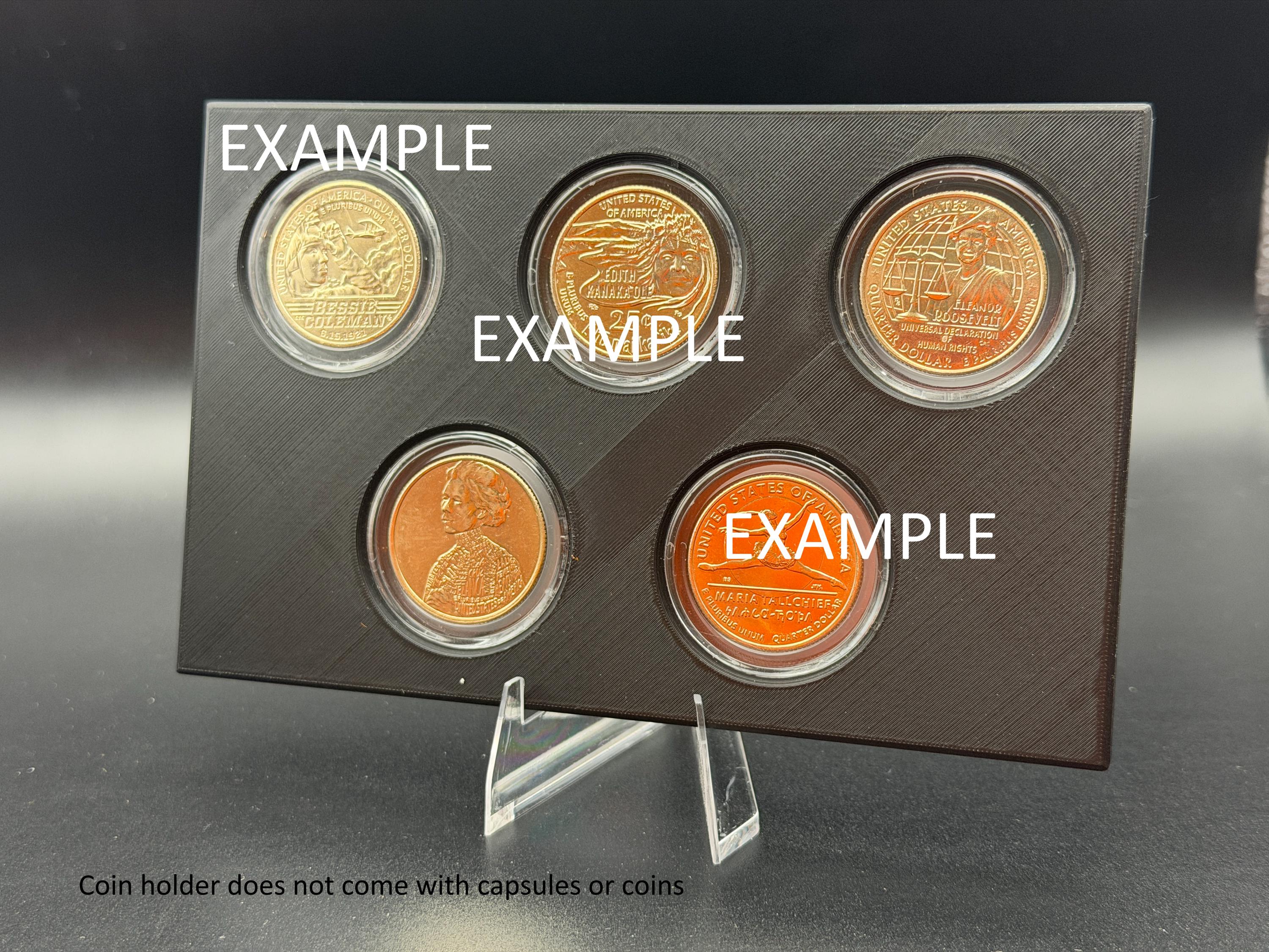 3D Printed 5-Spot Coin Capsule Display Holder – U.S. Mint Set Size