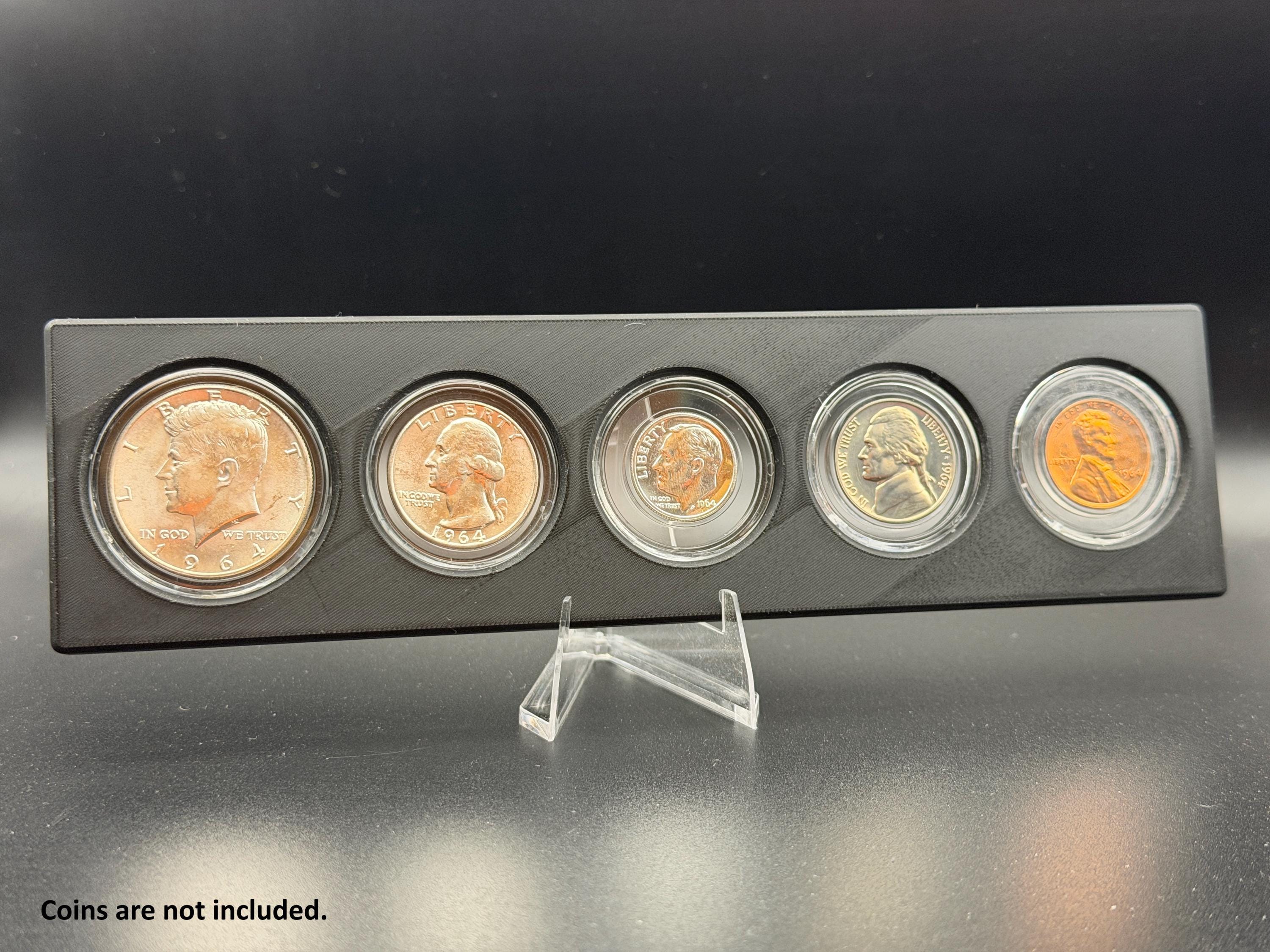 Coin Year Set Display Holder with Capsules – Birth Year Coin Gift Display