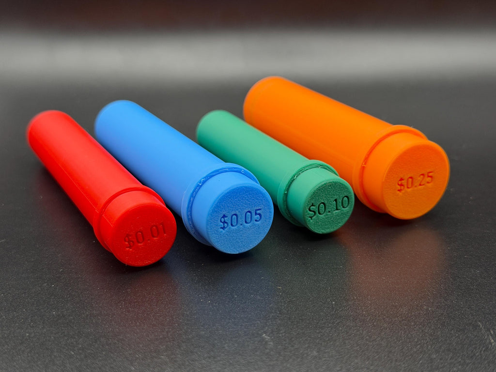 3D Printed Coin Wrapper Helper Set – Rolling Aid for Pennies, Nickels, Dimes, Quarters