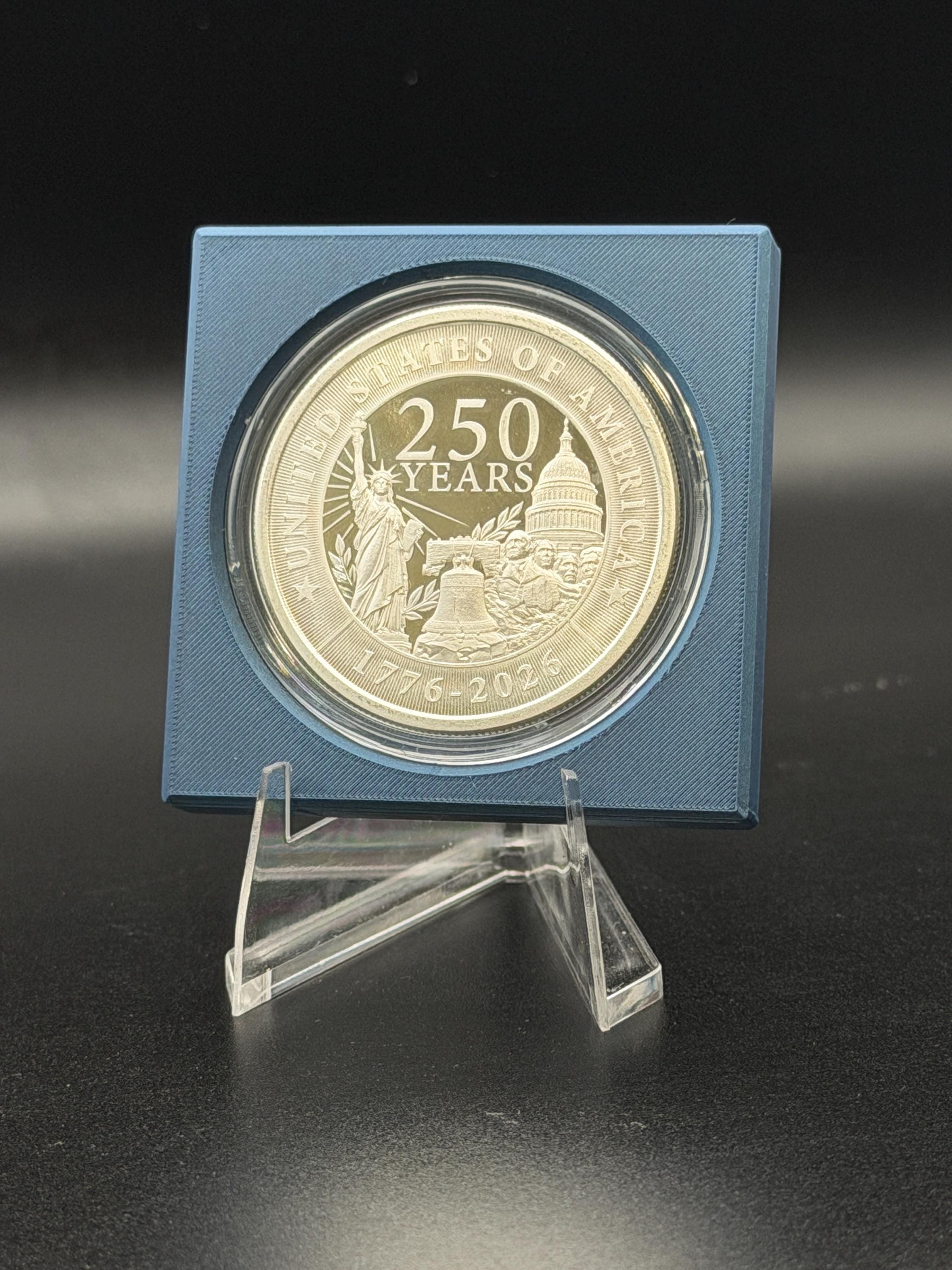 2026 1 oz .999 Silver Round with Display Holder – 1776–2026 America 250th Anniversary Commemorative Collectible