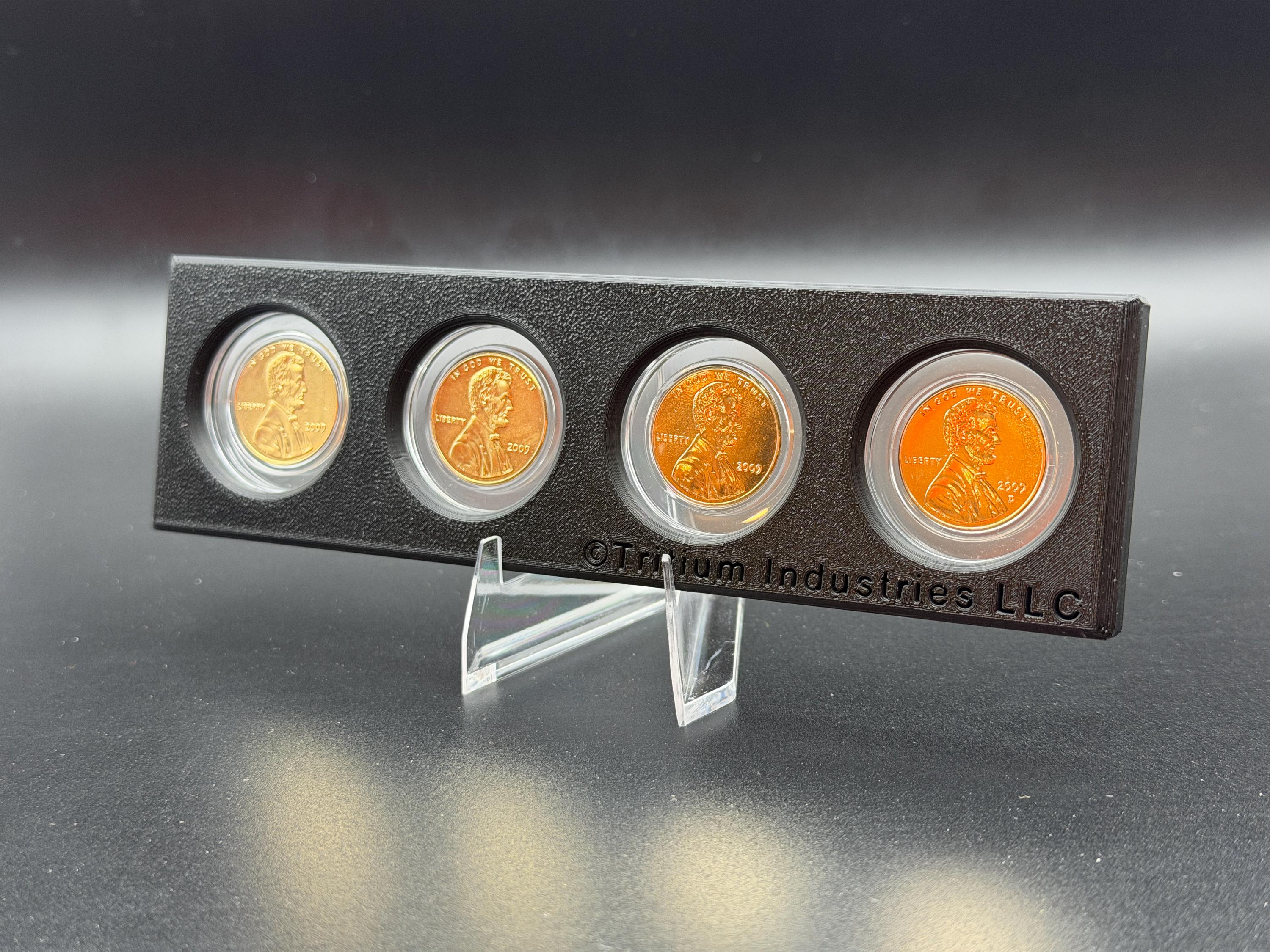 2009 Gold Plated Lincoln Cent Set – 4 Coin Bicentennial Penny Display with Holder
