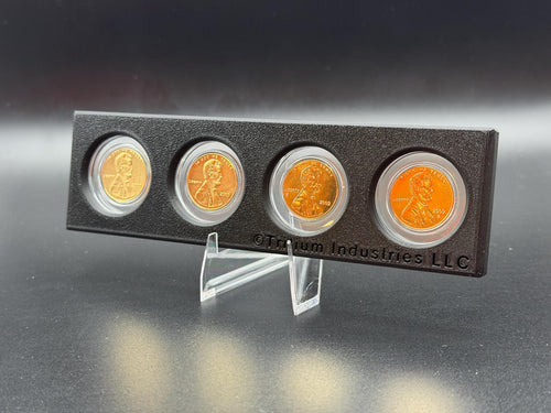 2009 Gold Plated Lincoln Cent Set – 4 Coin Bicentennial Penny Display with Holder