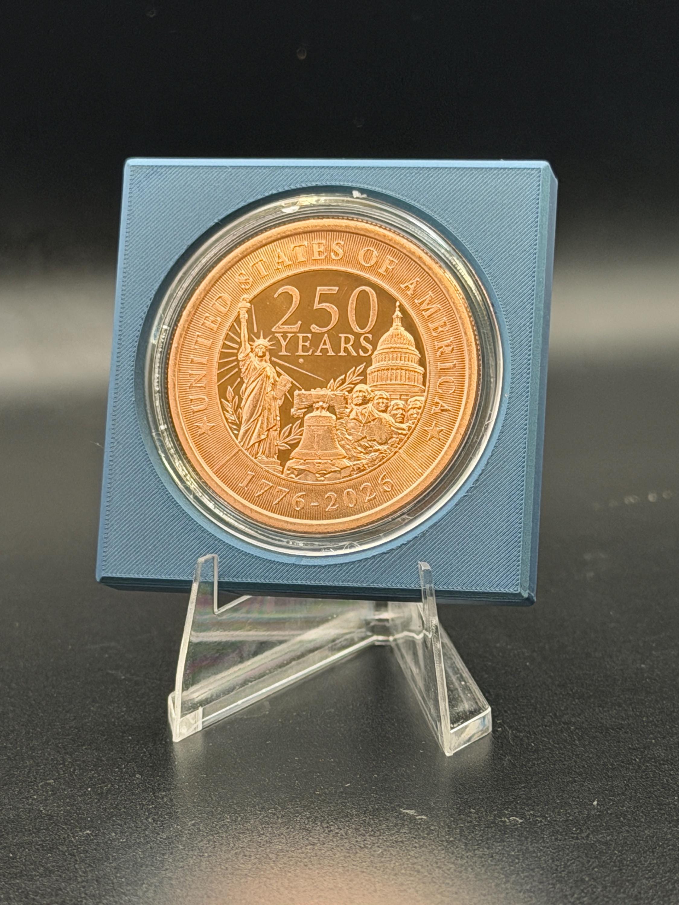 2026 1 oz Copper Round with Display Holder – 1776–2026 America 250th Anniversary Commemorative Collectible