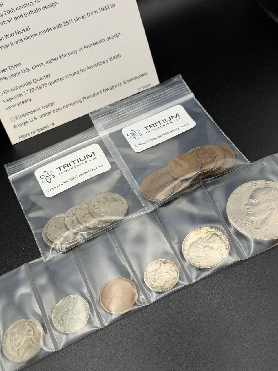 Beginner U.S. Coin Collector Gift Kit – Wheat Cent, Buffalo Nickel, Silver Dime, War Nickel and Ike Dollar Set
